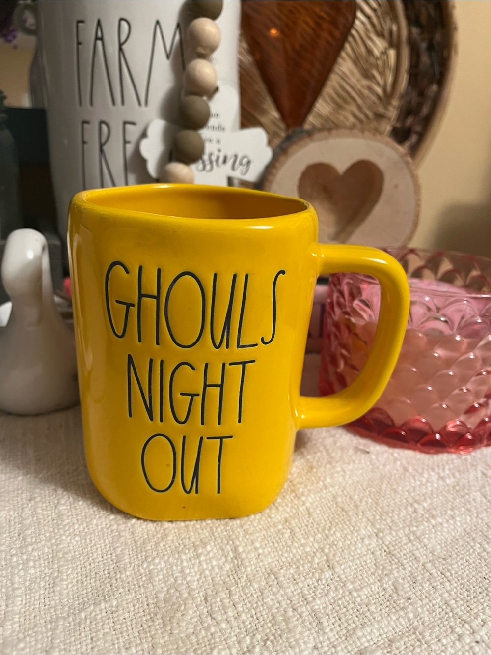 Rae Dunn Yellow "Ghouls Night Out" Ceramic Mug